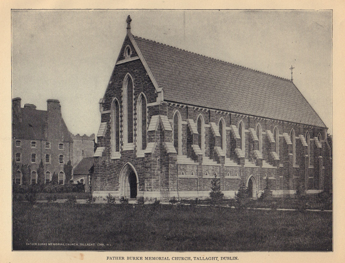 Father Burke Memorial Church, Tallaght, Dublin. Ireland 1905 old antique print
